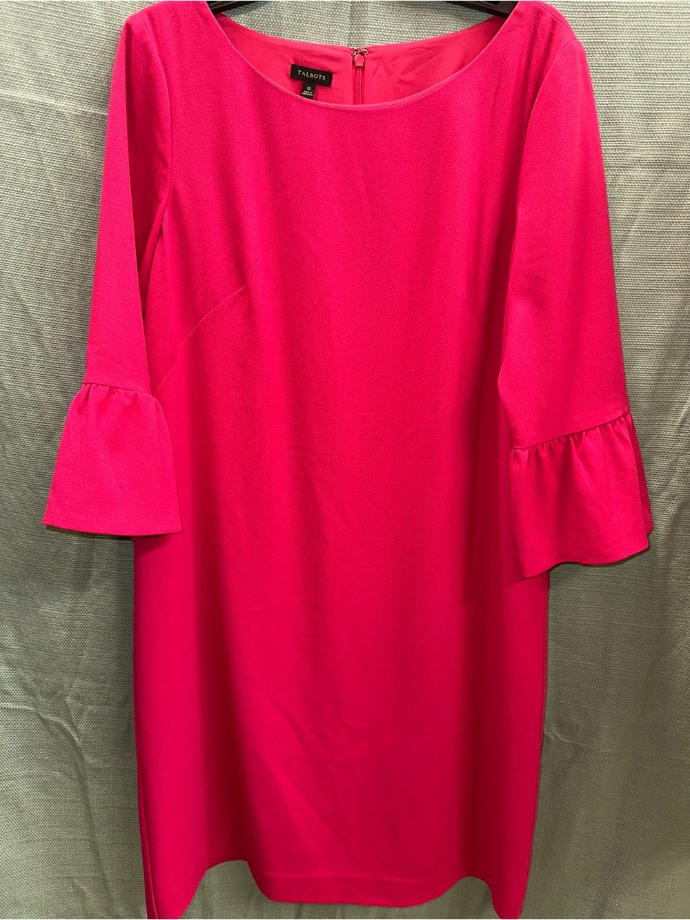Talbots Bright Pink Bell-Sleeve Midi Shift Dress